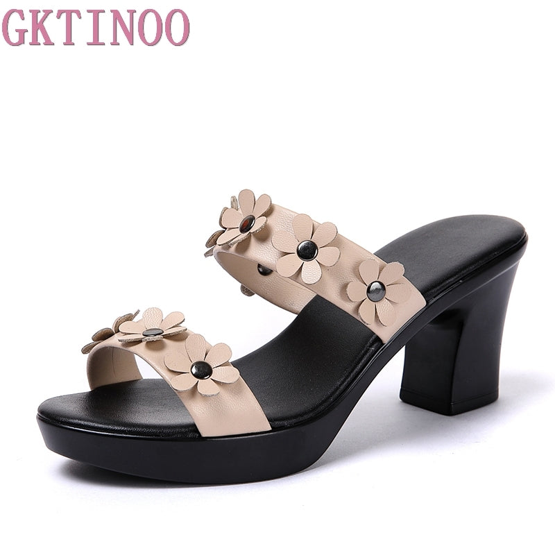 GKTINOO 2018 New Women Slipper Platform Ladies Summer Slippers Shoes Women High Heels Fashion Flower Summer Shoes Plus Size - YuppyCollections