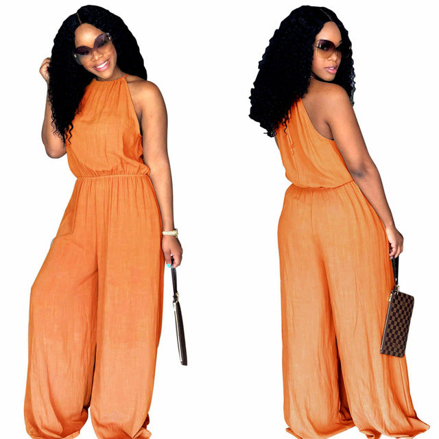 YJSFG HOUSE Fashion Women Jumpsuits Plus Size Casual Party Clubwear Wide Leg Pants Halter Jumpsuit Loose Beach Sexy New Playsuit - YuppyCollections