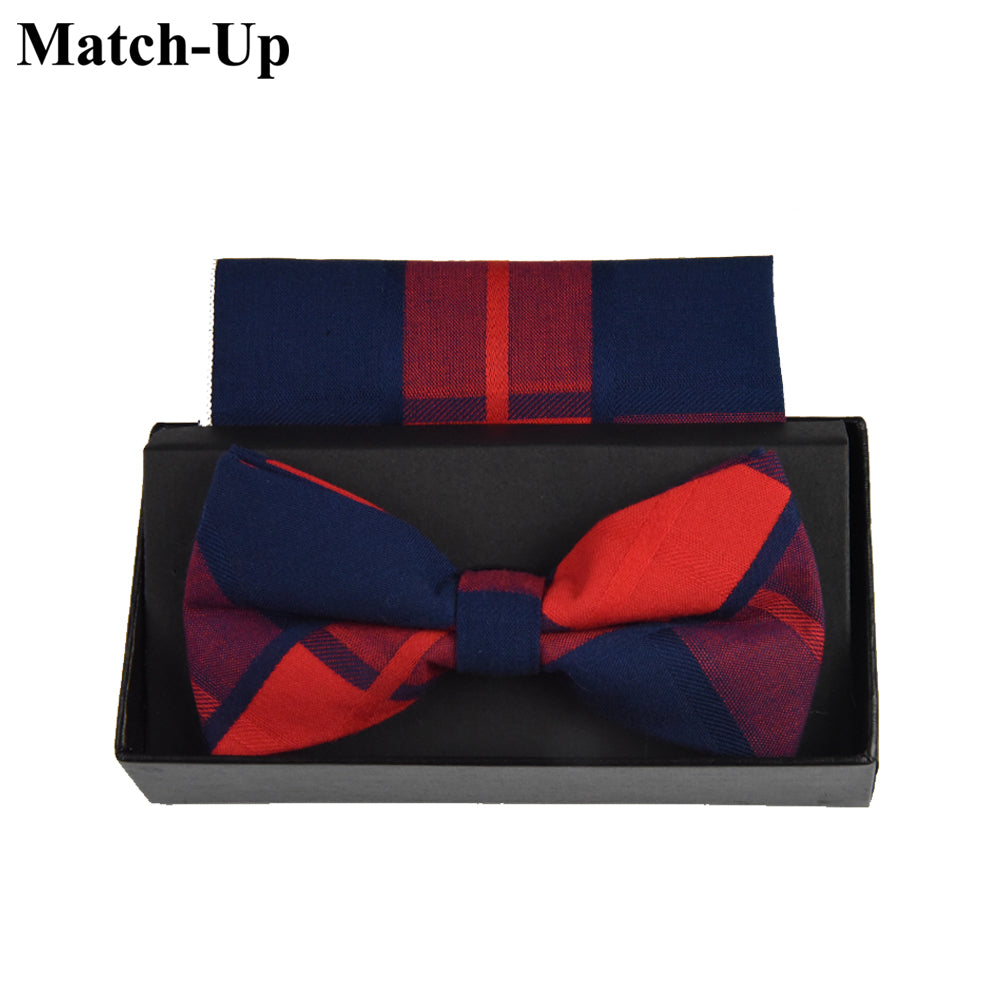 Match-Up free shipping Men's Fashion Suits Cotton Bowtie for Wedding Plaid Bow Tie Two-piece - YuppyCollections