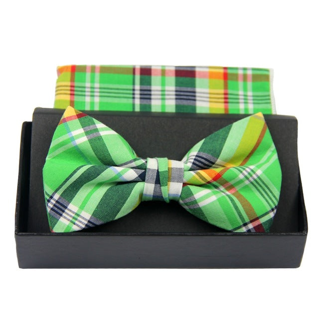 Match-Up free shipping Men's Fashion Suits Cotton Bowtie for Wedding Plaid Bow Tie Two-piece - YuppyCollections