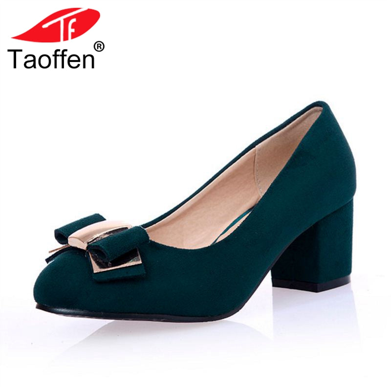 TAOFFEN Size 33-43 4 Colors Women High Heels Pumps Bowknot Office Ladaies Shoes Women Wedding Party Simple Footwear - YuppyCollections