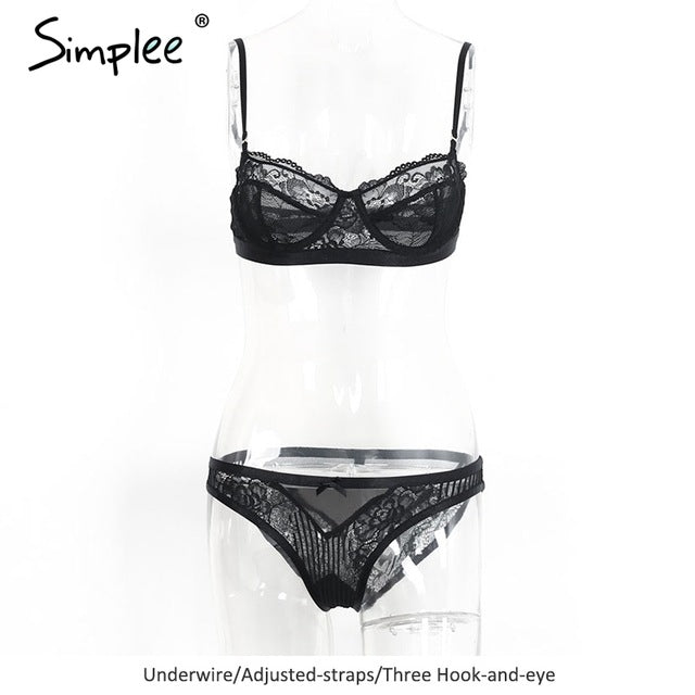 Simplee White lace transparent mesh lingerie - YuppyCollections