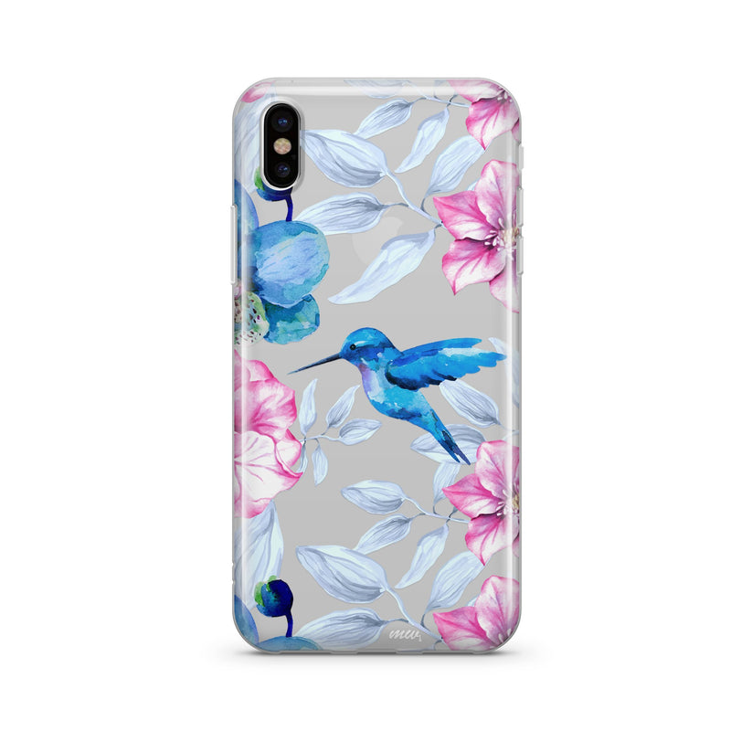 Colored Vintage Hummingbird - Clear TPU Case Cover - YuppyCollections