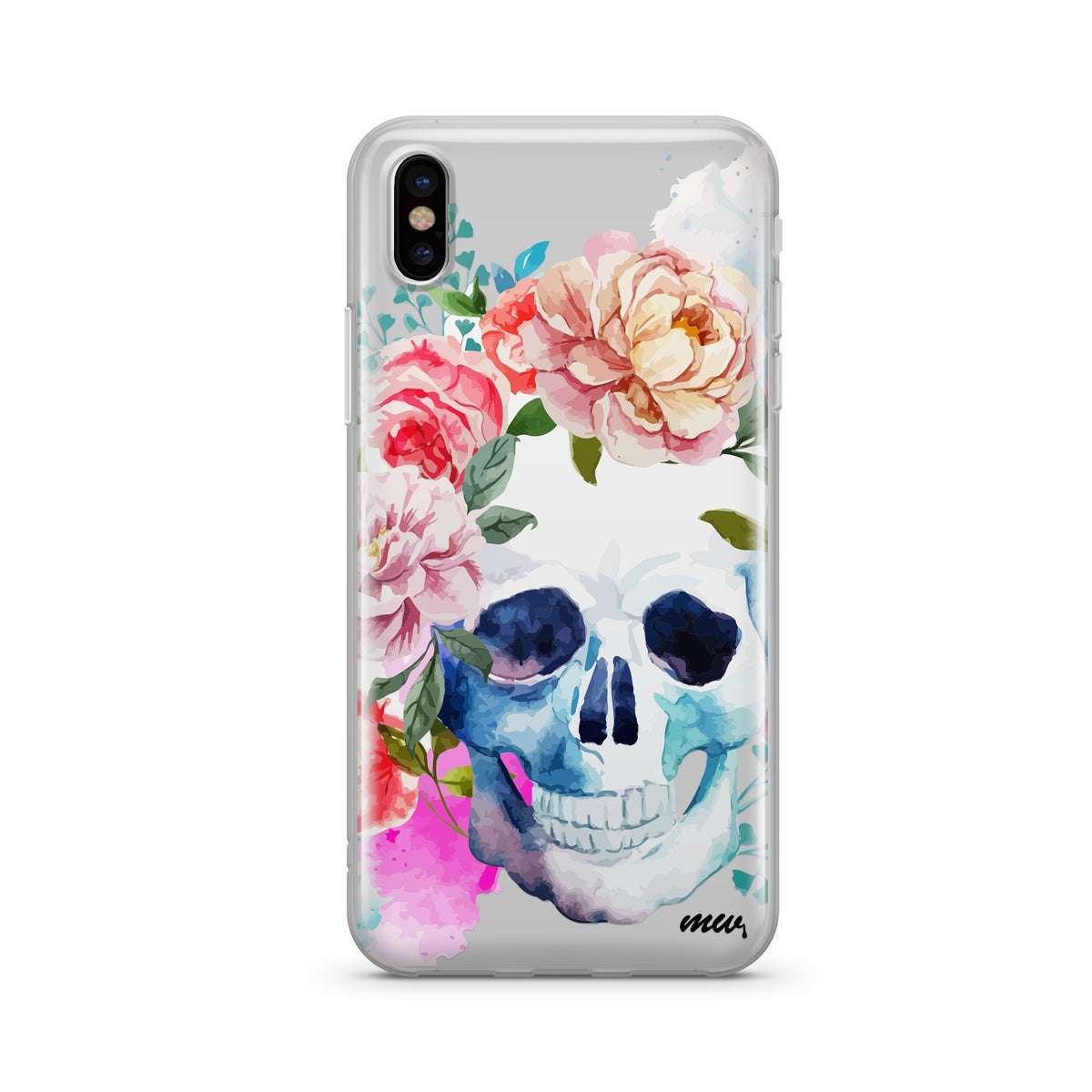 Colored Floral Skull- Clear TPU iPhone Case / Samsung Case Phone Cover - YuppyCollections