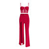 Glamaker Elegant red strap boho  jumpsuit - YuppyCollections