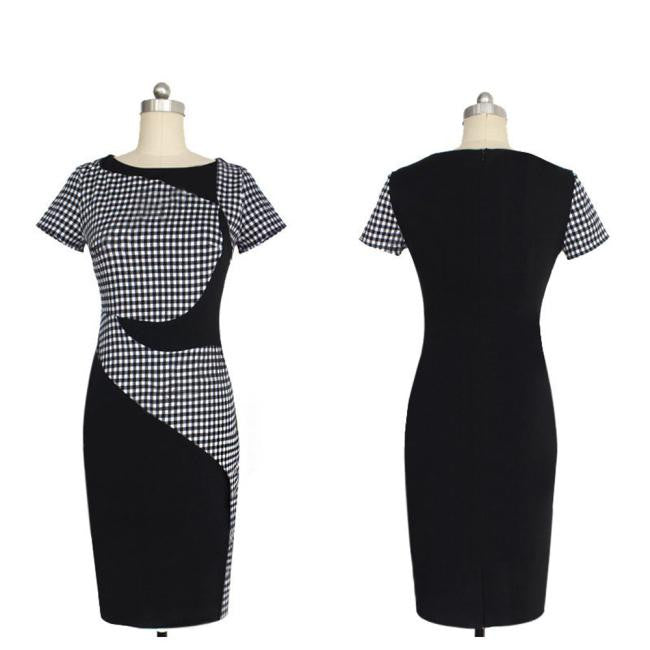 Women Short Sleeve Dress Office Bodycon Dress - YuppyCollections