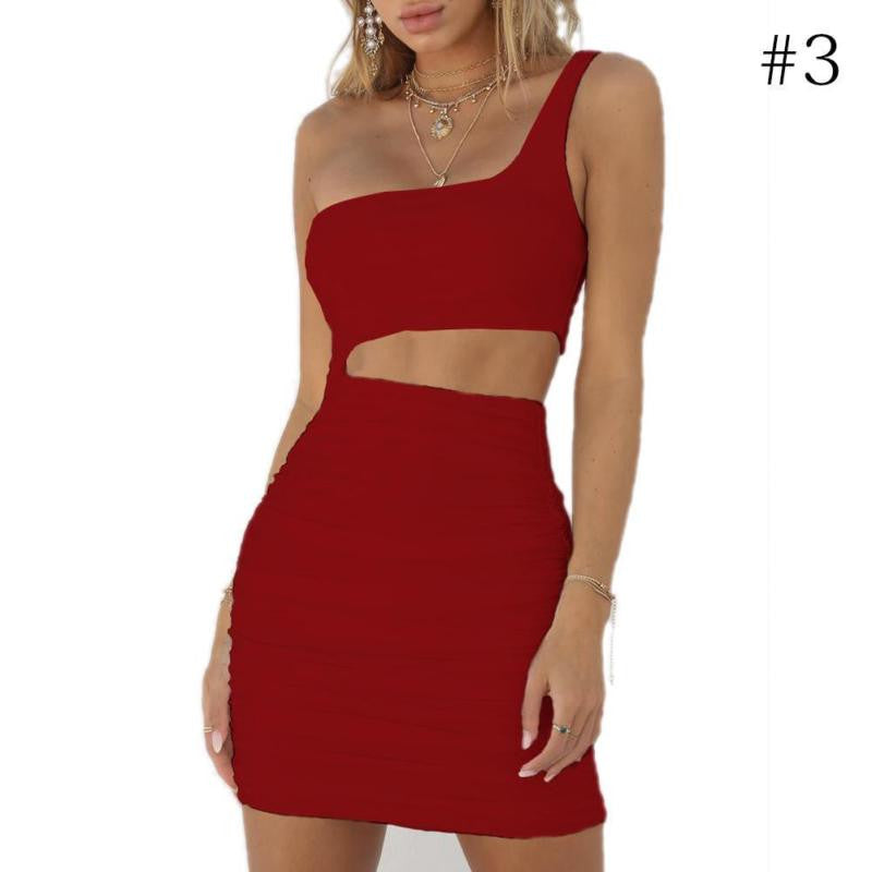 Womens  Sexy One Shoulder Lace Up Mini Dress - YuppyCollections