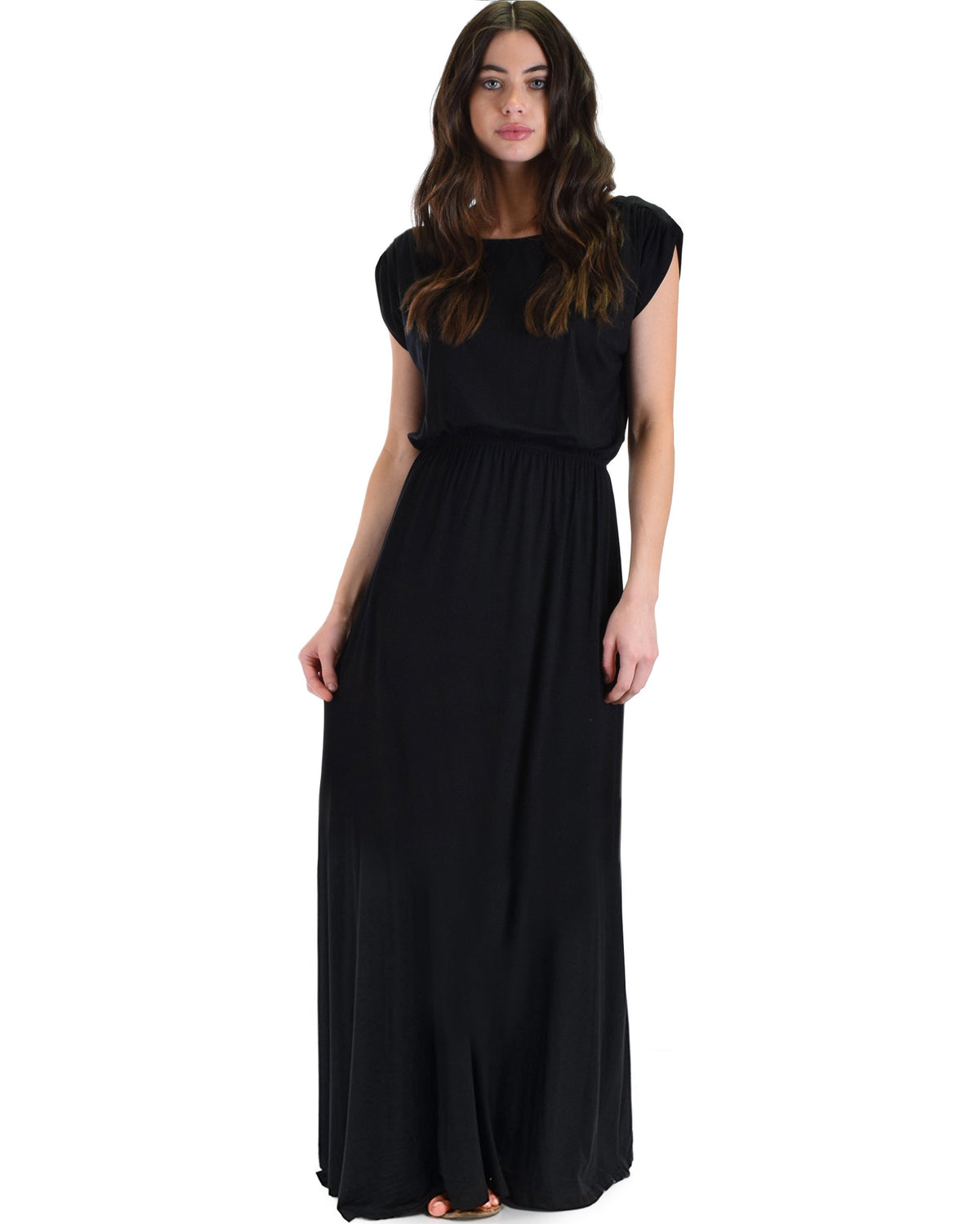 Timeless Maxi Dress With Elastic Waist & Side Slit - YuppyCollections