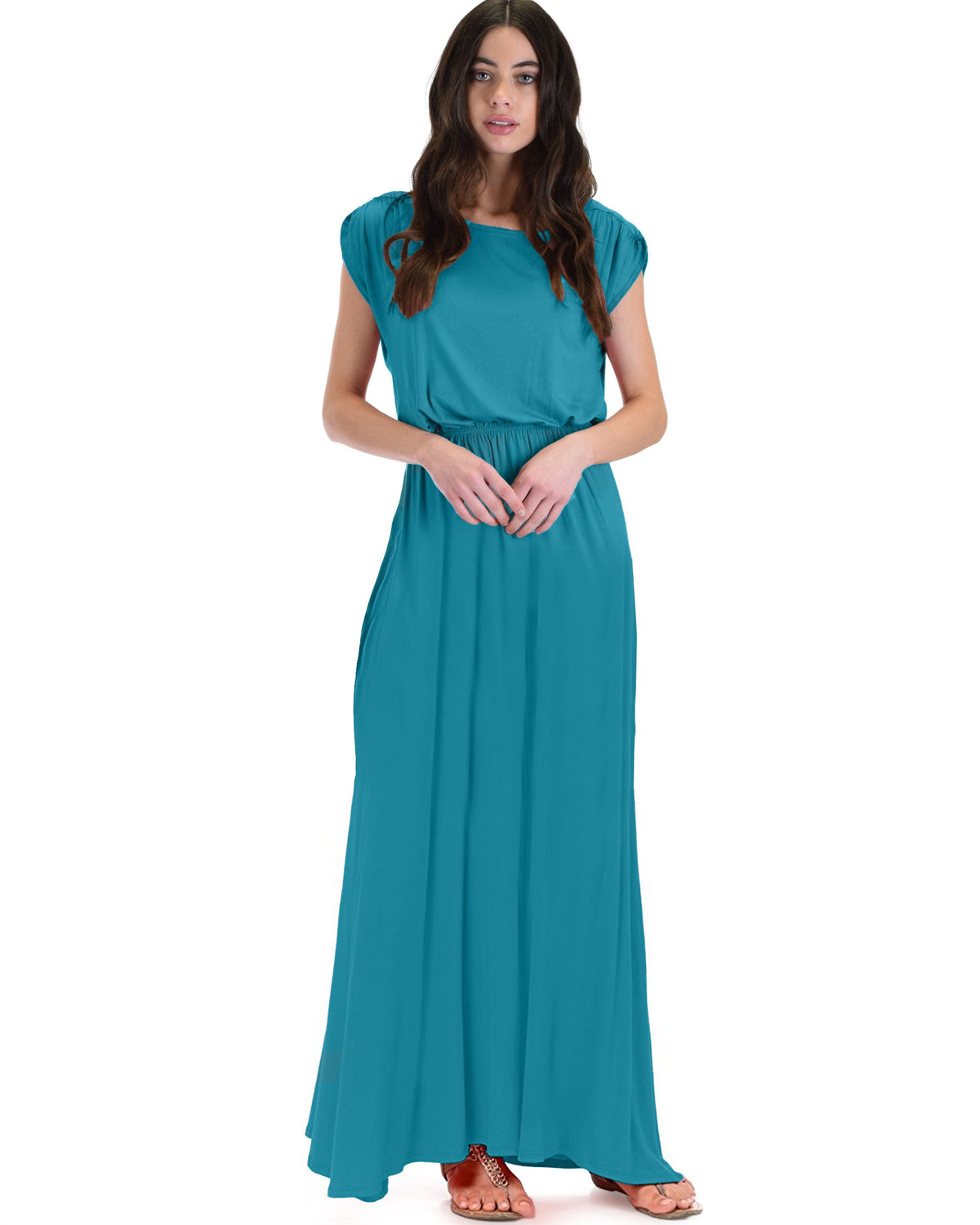 Timeless Maxi Dress With Elastic Waist & Side Slit - YuppyCollections