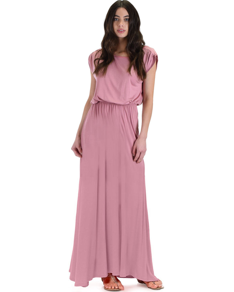 Timeless Maxi Dress With Elastic Waist & Side Slit - YuppyCollections