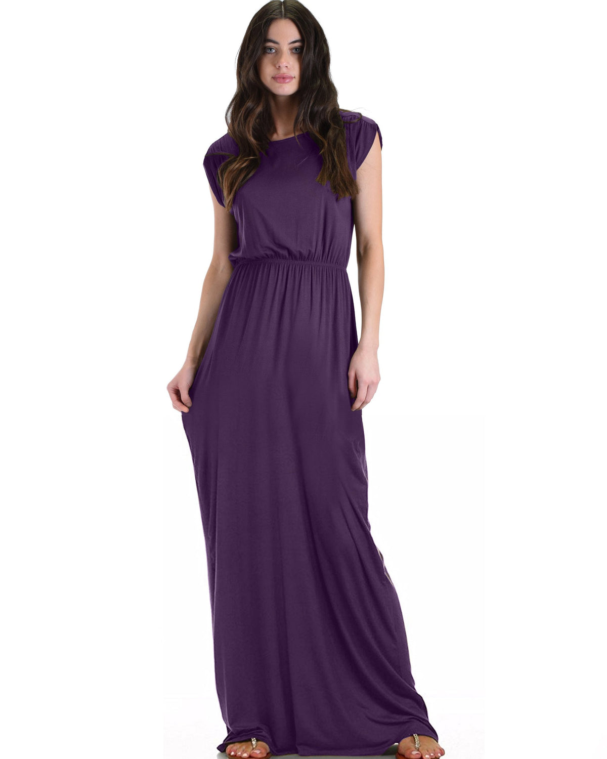 Timeless Maxi Dress With Elastic Waist & Side Slit - YuppyCollections