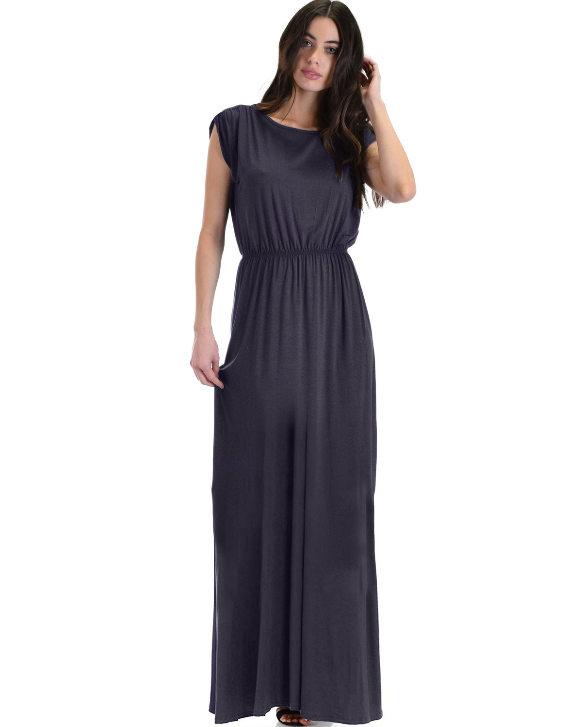 Timeless Maxi Dress With Elastic Waist & Side Slit - YuppyCollections