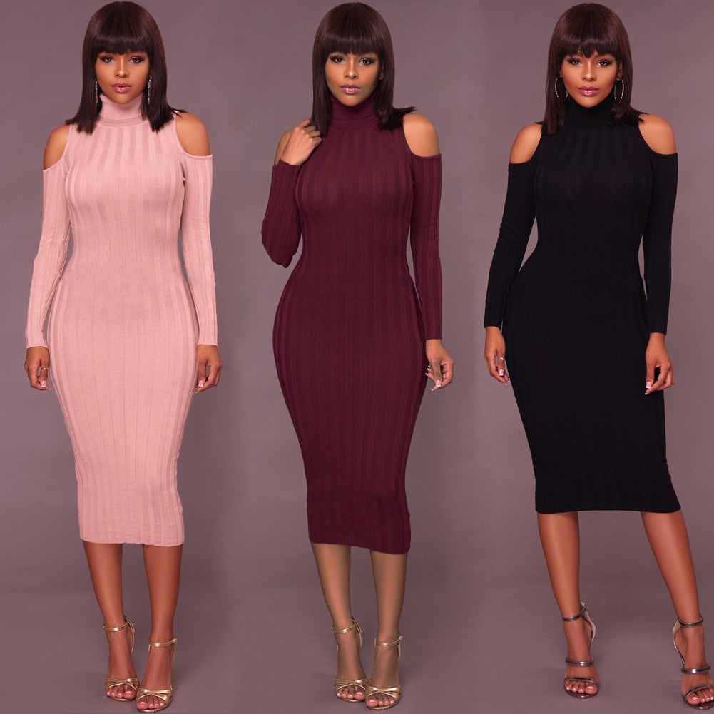 Women Cold Shoulder Midi Dress - YuppyCollections