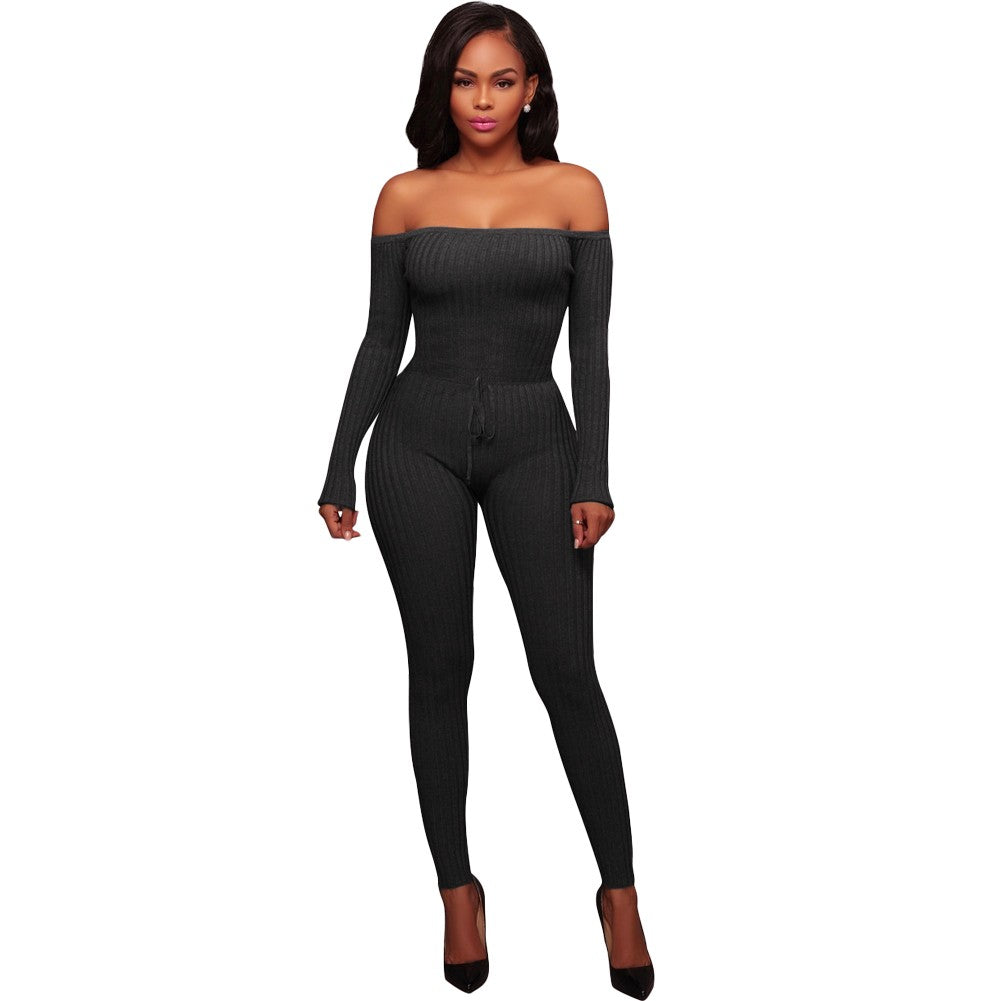 Women Off Shoulder Knitted Jumpsuit - YuppyCollections