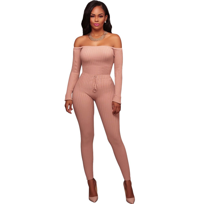 Women Off Shoulder Knitted Jumpsuit - YuppyCollections