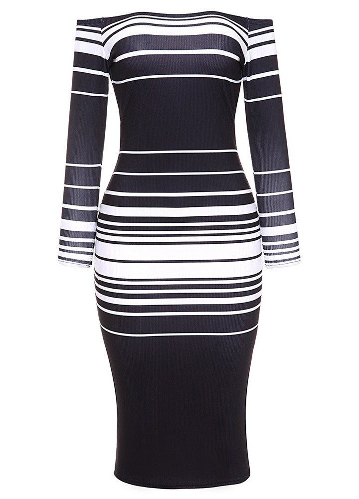 Women Striped Bodycon Dress - YuppyCollections