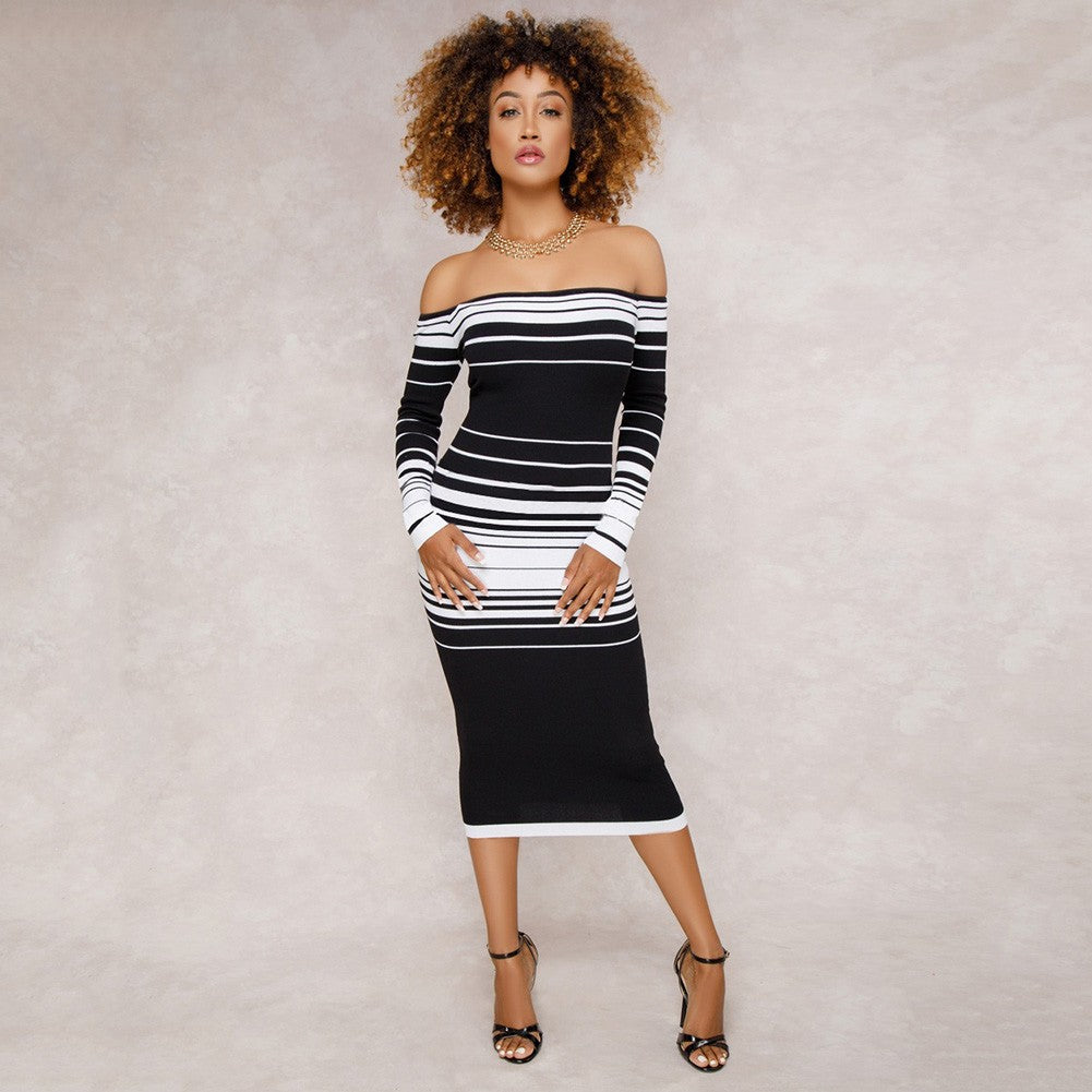 Women Striped Bodycon Dress - YuppyCollections