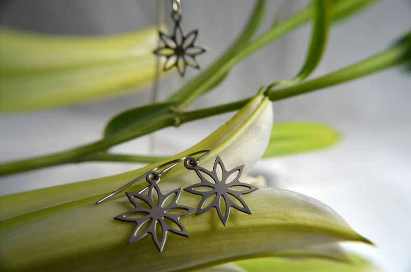 Lotus Blossom Earrings in stainless steel - YuppyCollections