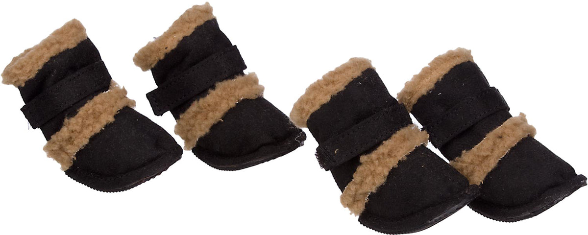 "Shearling ""Duggz"" Pet Shoes - Black & Brown" - YuppyCollections