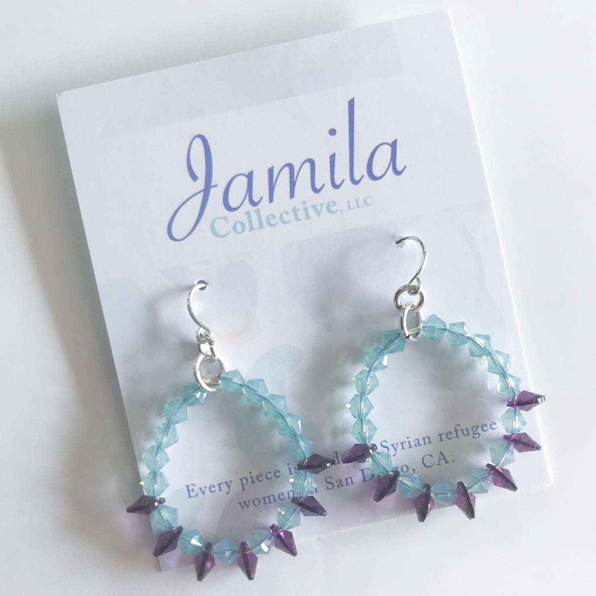 Abir Hoop Earrings - Aqua/Amethyst - YuppyCollections