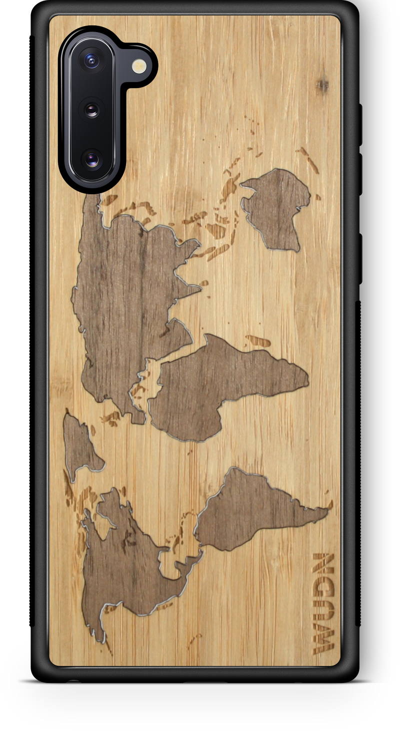 Slim Wooden Phone Case (Bamboo Inlay) | World Map Traveler - YuppyCollections