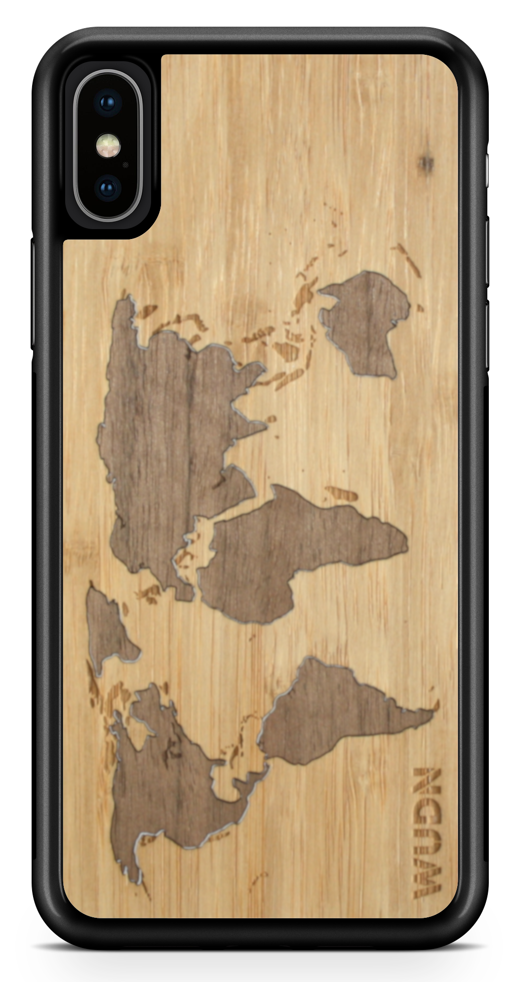 Slim Wooden Phone Case (Bamboo Inlay) | World Map Traveler - YuppyCollections